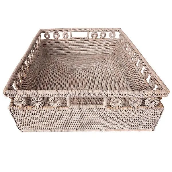 Artifacts Trading Company Inna Design Basket, Handles White Wash