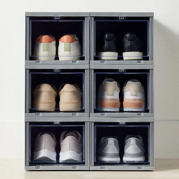 Best Value Case of 6 Small Drop-Front Shoe Box Grey