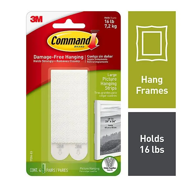 Command Large Picture Hanging Strips White Pkg/4