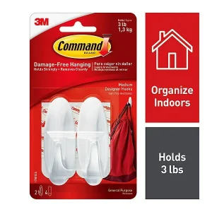 Command Medium Designer Hook White Pkg/2