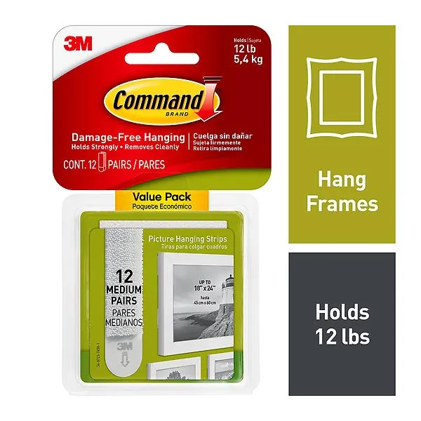 Command Medium Picture Hanging Strips White Pkg/12