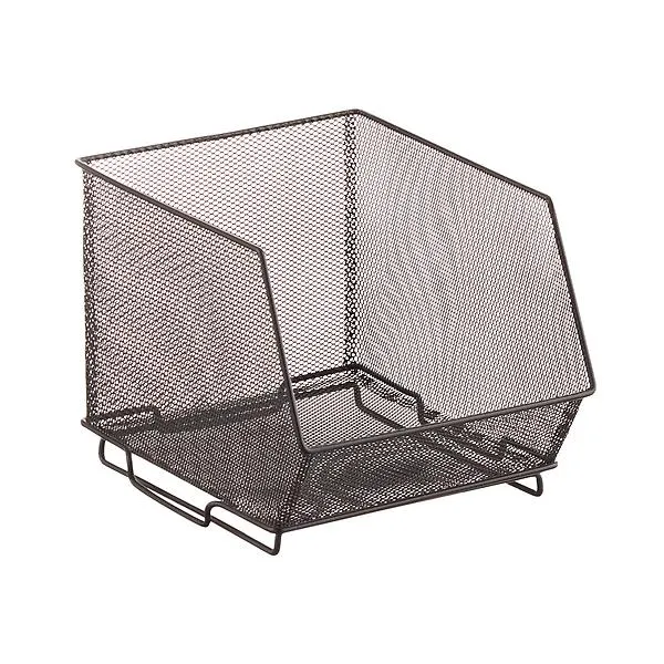 Design Ideas Small Open Front Mesh Stacking Bin Graphite