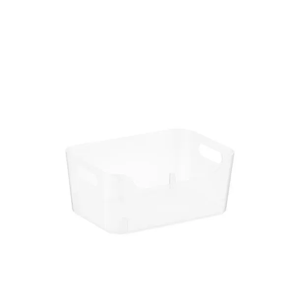 Small Plastic Storage Bin w/ Handles Clear