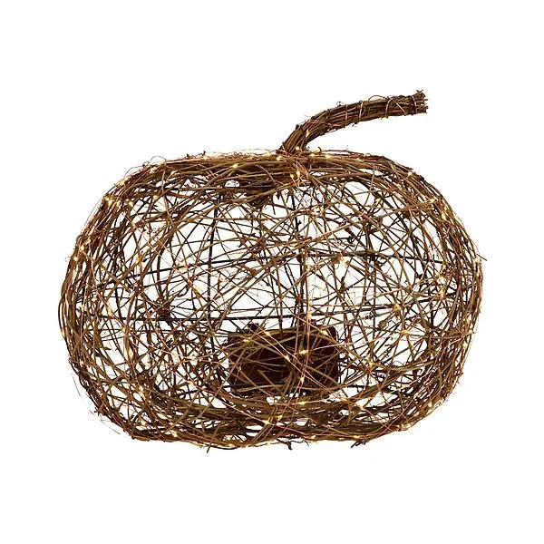 13IN Pumpkin Wicker Led Bronze
