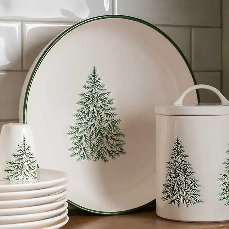 Evergreen Trees Embossed Serving Bowl