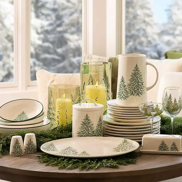 Evergreen Trees Embossed Serving Platter