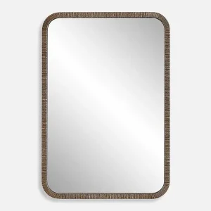 Gold Textured Rectangular Frame Wall Mirror