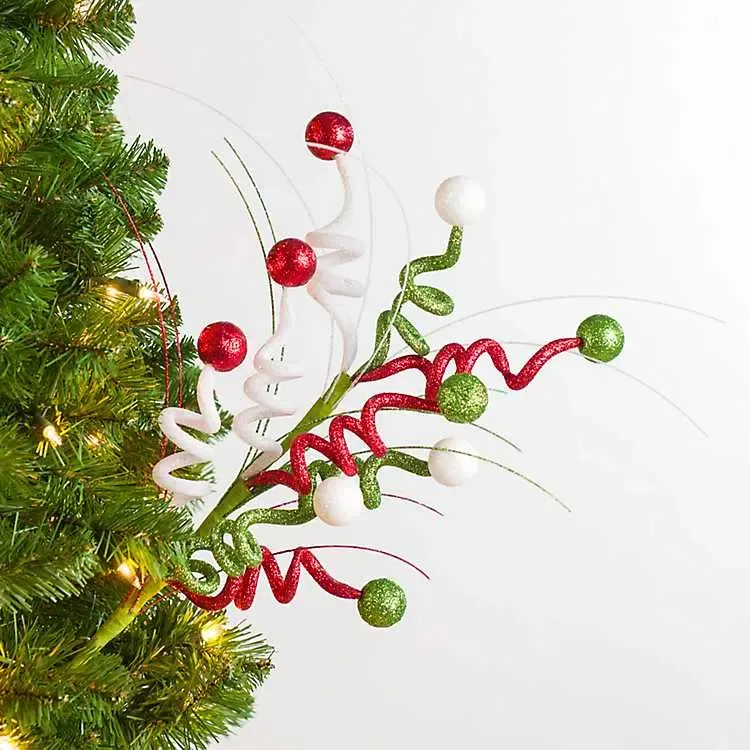 Multicolor Glitter Spirals Tree Pick