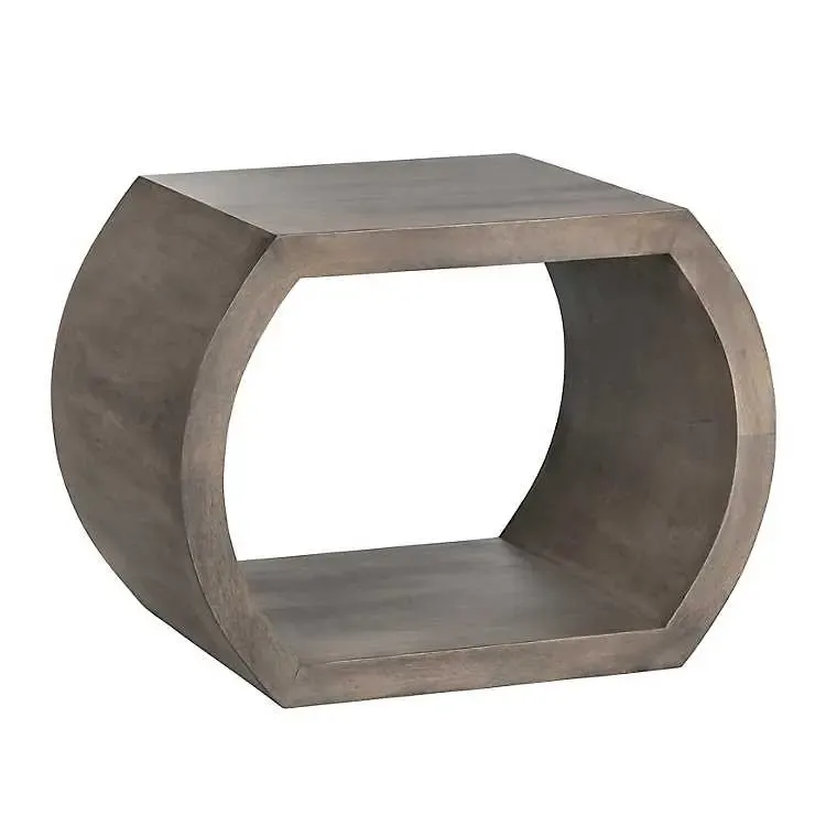 Round Brown Open Side Table