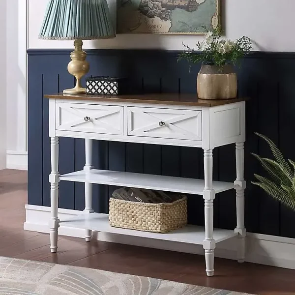 Wood & White Traditional Console Table