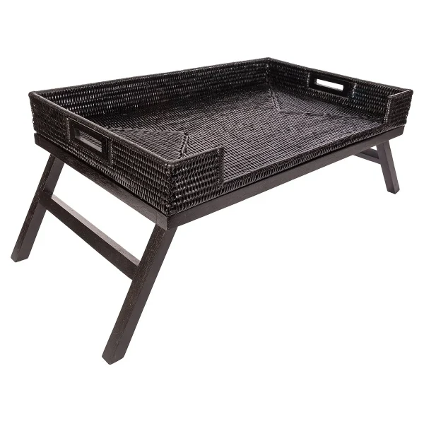 Artifacts Trading Company Breakfast Tray with Glass Tudor Black