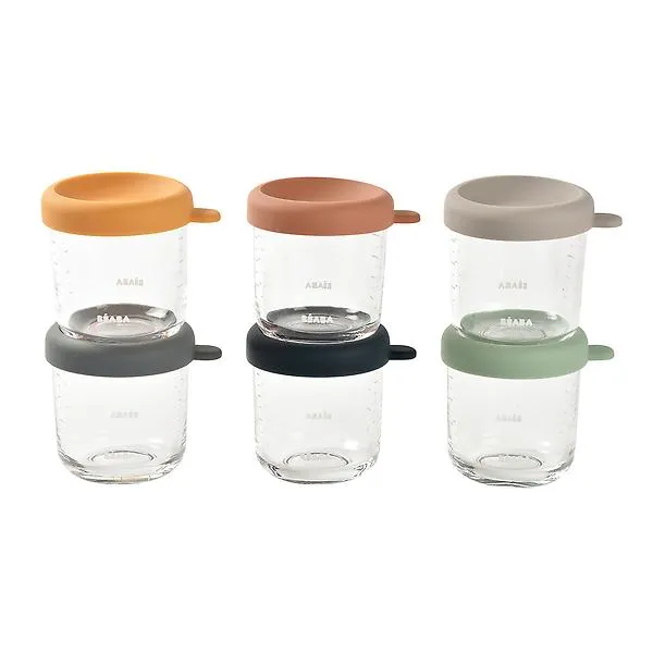 BEABA 8 oz Glass Baby Food Jars Sunrise Pkg/6