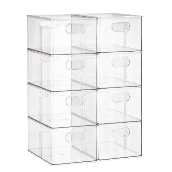 Case of 8 T.H.E. Divided Freezer Bin Clear