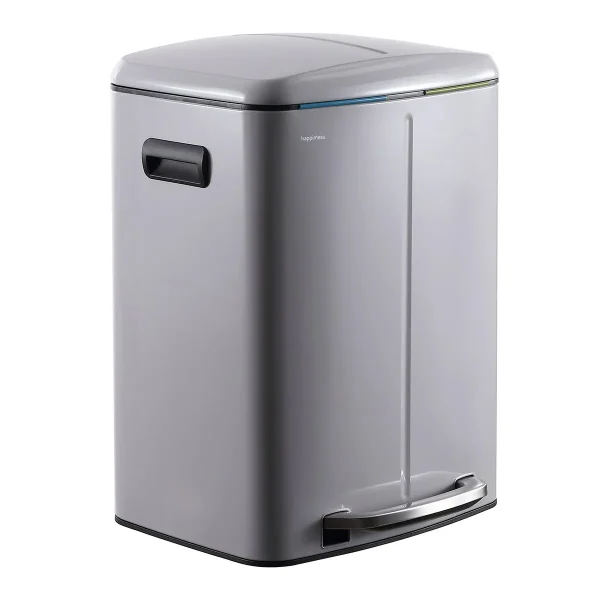 Happimess 10.6-Gallon Rectangular Bucket Trash Can Gloss Gray