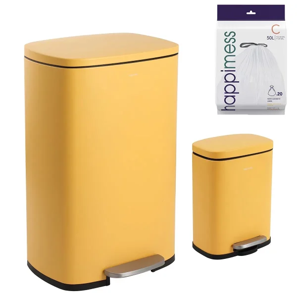 Happimess 13.2-Gallon Connor Rectangular Trash Can Daffodil Yellow