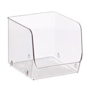 iDesign Linus Medium Open Stacking Bin Clear