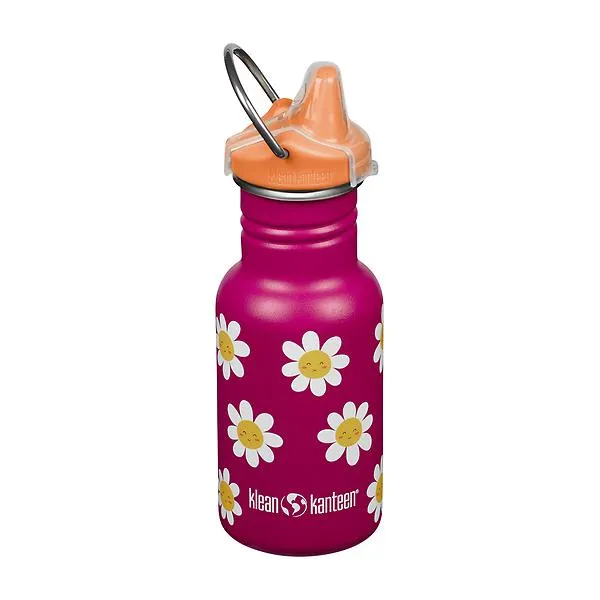 Klean Kanteen 12 oz Kid Sippy-Cap Water Bottle Happy Flowers