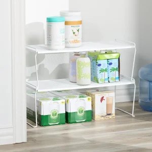 Long White Mesh Stackable Shelf