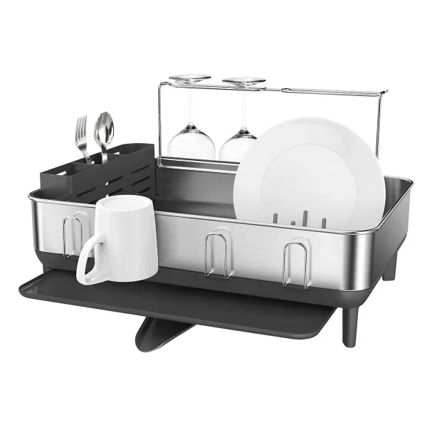 simplehuman Large Steel-Frame Dish Rack Grey
