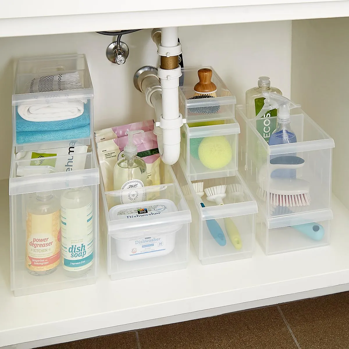 Stackable Under Sink Organization Storage Kit