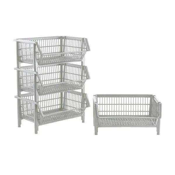 Case of 4 Our Large Stack Baskets Light Grey