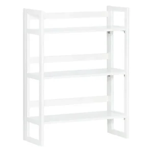 Solid Wood Stackable Folding Bookshelf White